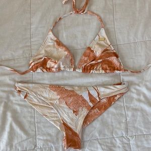 roxy orange palm print bikini